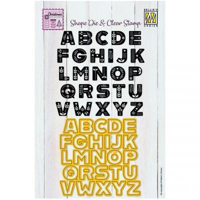 Nellie's Choice Shape Die & Clear Stamp - Scandinavian Alphabet Uppercase